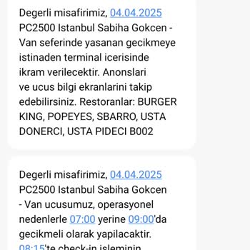 Pegasus Havayolu İle Sürekli Değişen Uçuş Planı Ve Yetersiz İkram