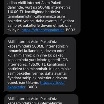 Beklenmedik İnternet Paketleri Ve Fatura Sorunu