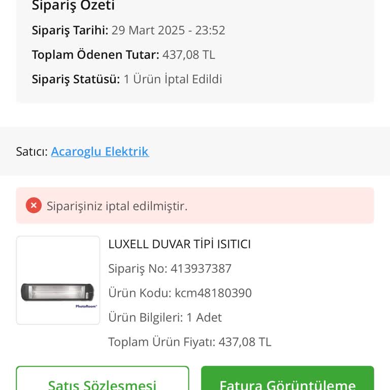 Acaroğlu Elektrik ve Yapı Market'ten Şikayetçiyim