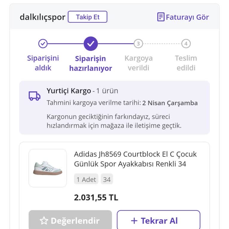 Dalkılıç Spor Geciken Ayakkabı Siparişi Ve Yetersiz Müşteri Hizmeti