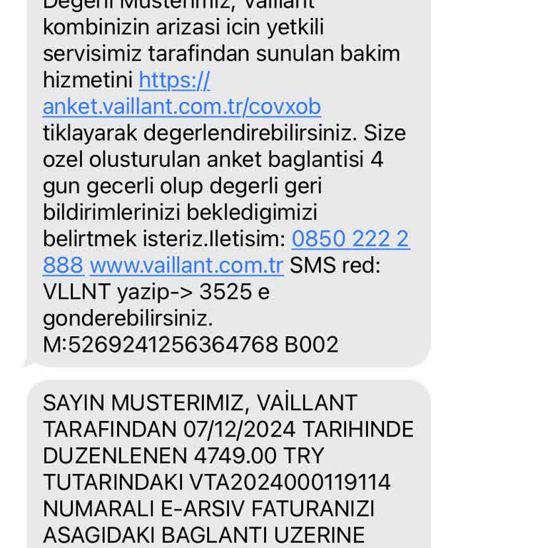 Vaillant Servis Hizmetinde Hayal Kırıklığı