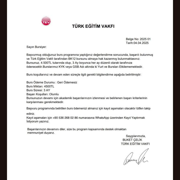 Tev Bursu Adıyla Gelen Şüpheli İletişim