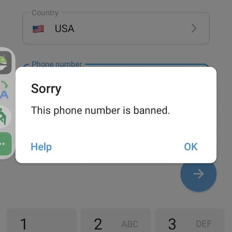 Telegram: Мой аккаунт заблокирован без причины, не могу использовать номер телефона