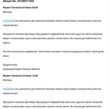 Çiçek Sepeti'nde Teslimat Ve İletişim Sorunları