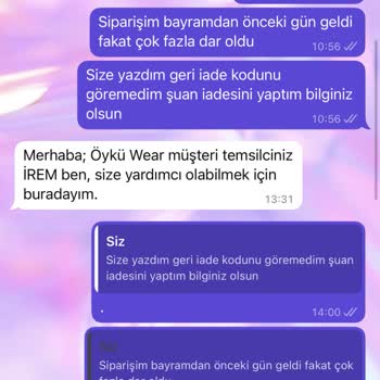 Öyküwear İade Sürecinde İletişim Sorunu