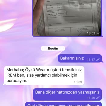 Öyküwear İade Sürecinde İletişim Sorunu