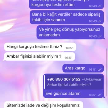 Öyküwear İade Sürecinde İletişim Sorunu