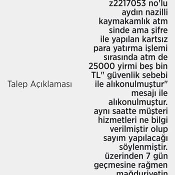 ATM Para Yatırma İşleminde Mağduriyet Ve Çözüm Beklentisi