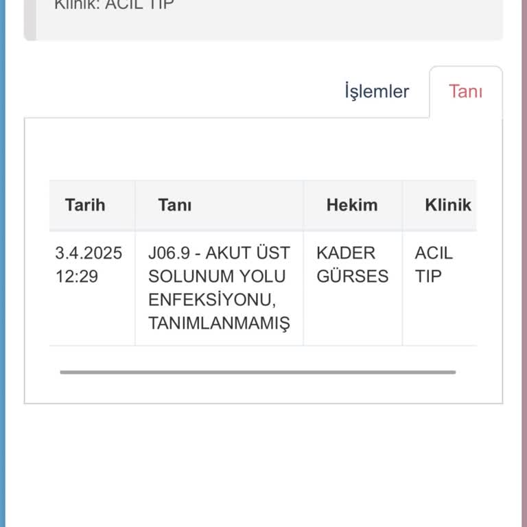 Acil Servis Raporu İçin Yetersiz Hizmet
