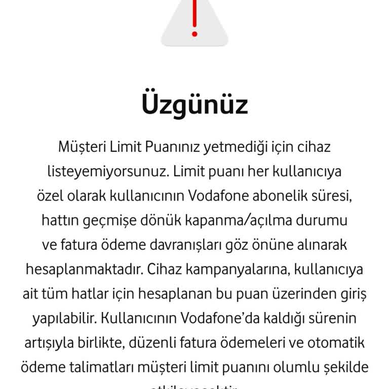 Fatura Ödüyorum, Cihaz Limit Puanım Yok!