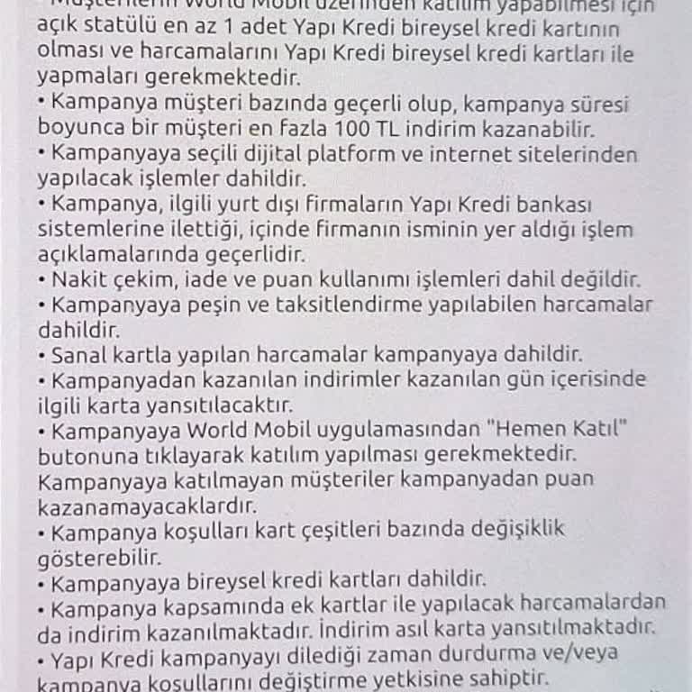 Yapı Kredi World Kampanya İndirimi Sorunu