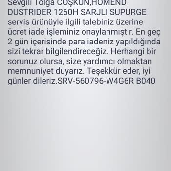 Trendyol'un Müşteri Hizmetleri Ve Homend Süpürge Sorunu