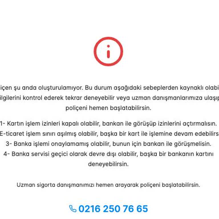 Trafik Sigortası İşlemlerinde Sürekli Hata