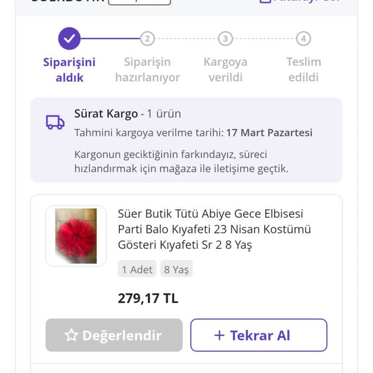 Siparişin Kargoya Verilmemesi Ve Uzayan Süre