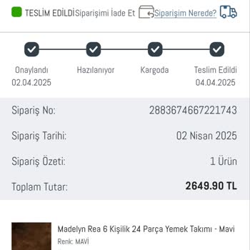 Kırık Gelen Yemek Takımı Parçası İçin Çözüm Talebi