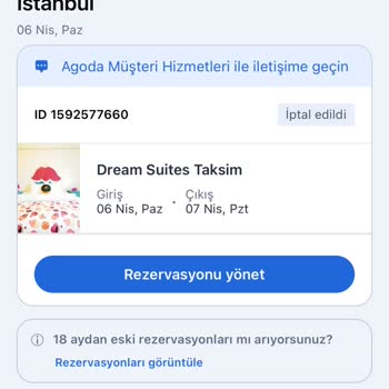 Dream Suites Taksim Otel Rezervasyonunda İptal Sorunu