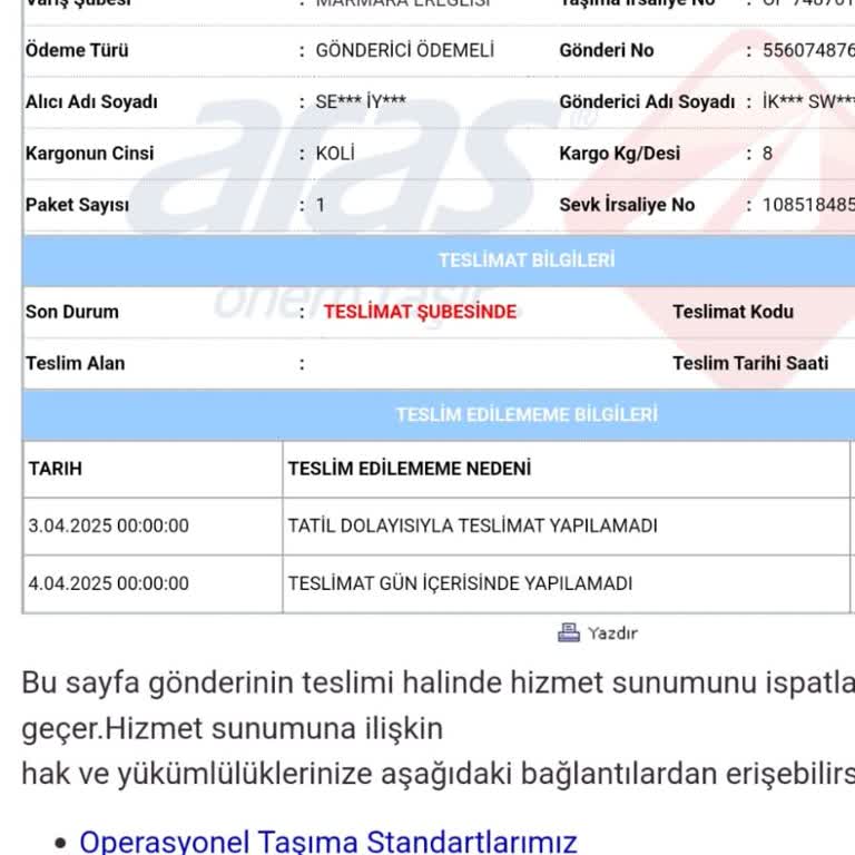 Aras Kargo'nun Sürekli Teslimat Sorunları