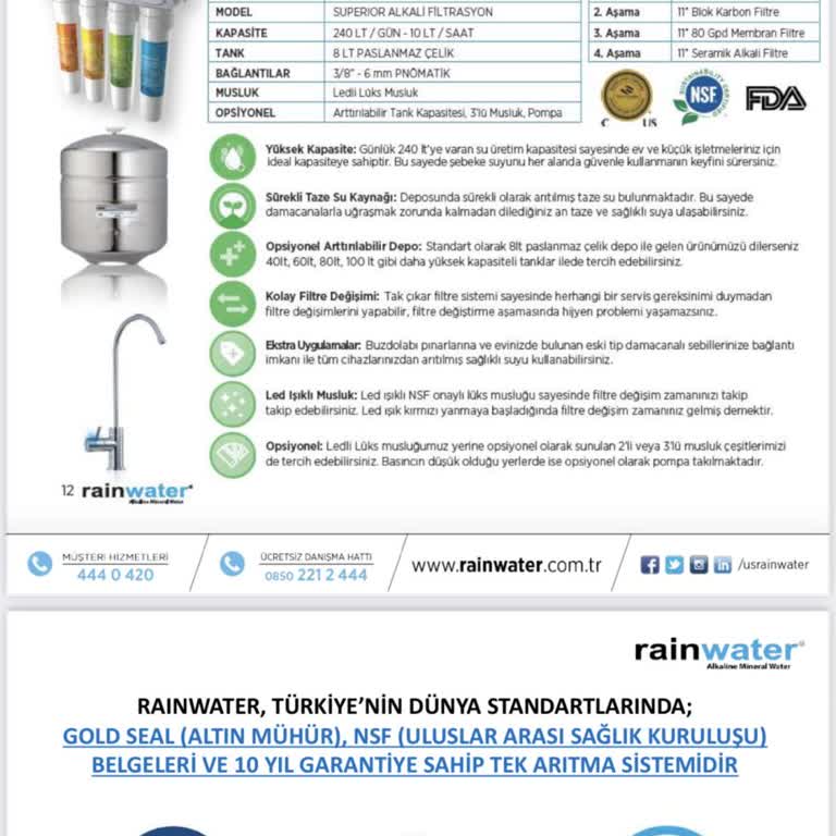 Rainwater İle Su Kalitesi Ve Servis Hayal Kırıklığı