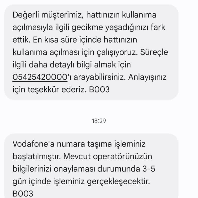 Vodafone Taşıma İşleminde Beklenmedik Gecikme