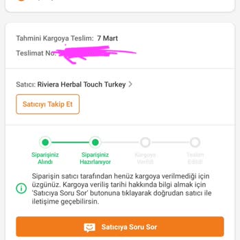 Riviera Herbal Touch Siparişimi Hala Göndermemekte