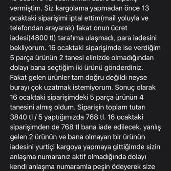 İade Yapılmayan Siparişler Ve Uzayan Bekleyiş