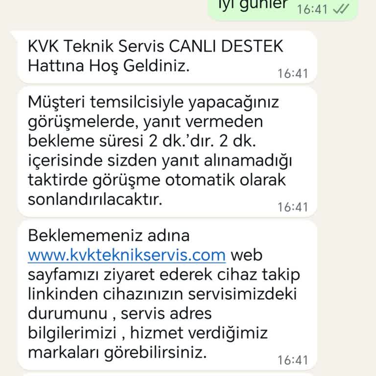 KVK Teknik Servis İletişim Sorunu Ve Cevapsız Mesajlar