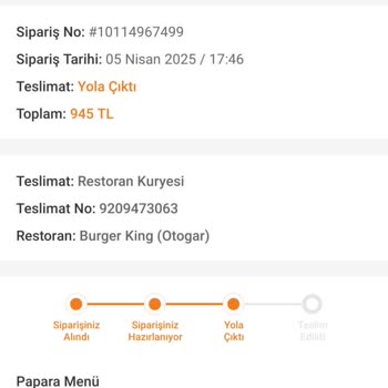 Burger King Siparişim Yarım Geldi