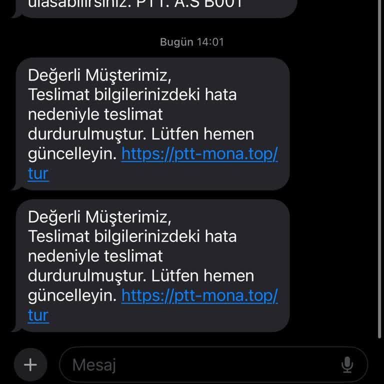 PTT'den Gelen Şüpheli Mesaj Ve Bilgi Güvenliği