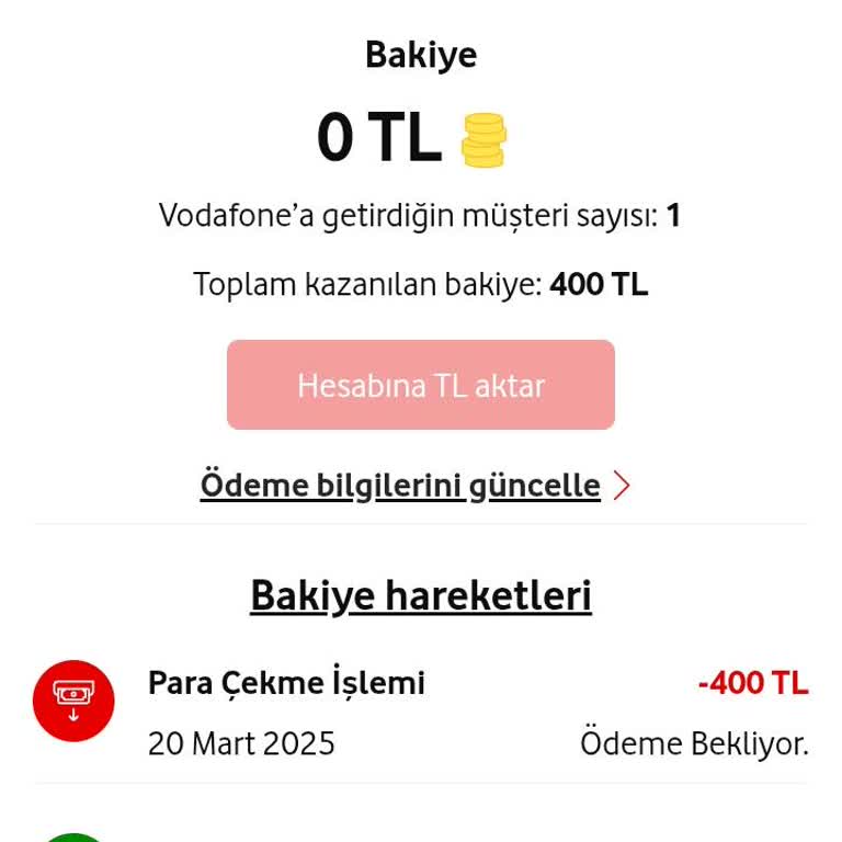Vodafone Kampanya Ödemesi Sorunu