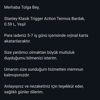 Stanley Termos İade Sorunu Ve Para İadesi Mağduriyeti