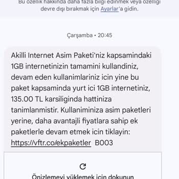 Vodafone'un Otomatik Paket Tanımlama Sorunu Ve Fatura Şikayeti