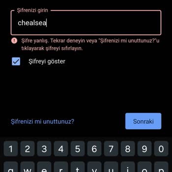 Yanlış Şifreyle Hayal Kırıklığı