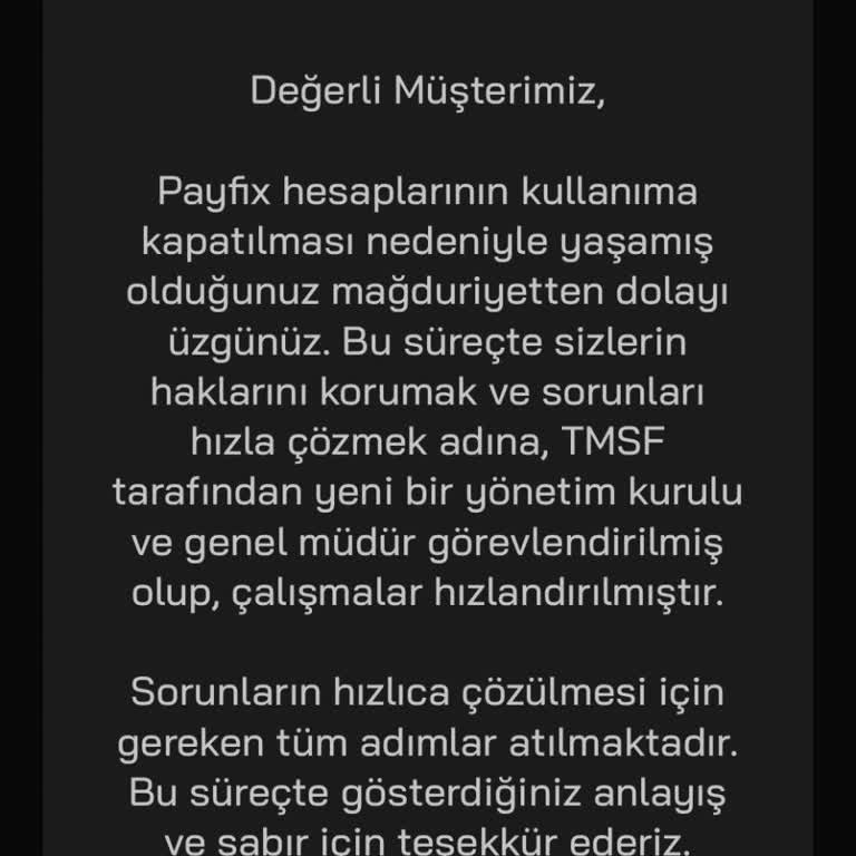 Payfix Yanlışlıkla Yüklenen Para İadesi Bekleniyor