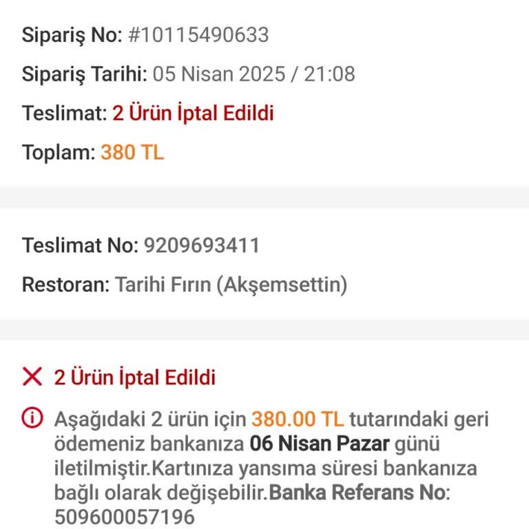 Trendyol GO Yemek Siparişi Teslimat Sorunu