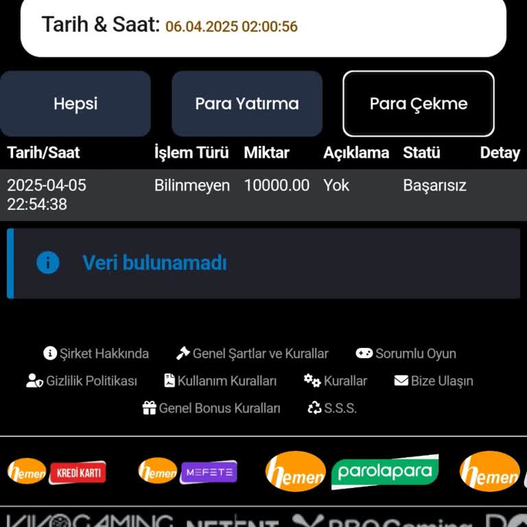 Casipari Çekim Talimatı Sonrası 10000 TL Bakiyem Neden Silindi