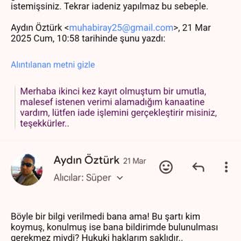 Yanıltıcı İade Politikası Hakkında Şikayet