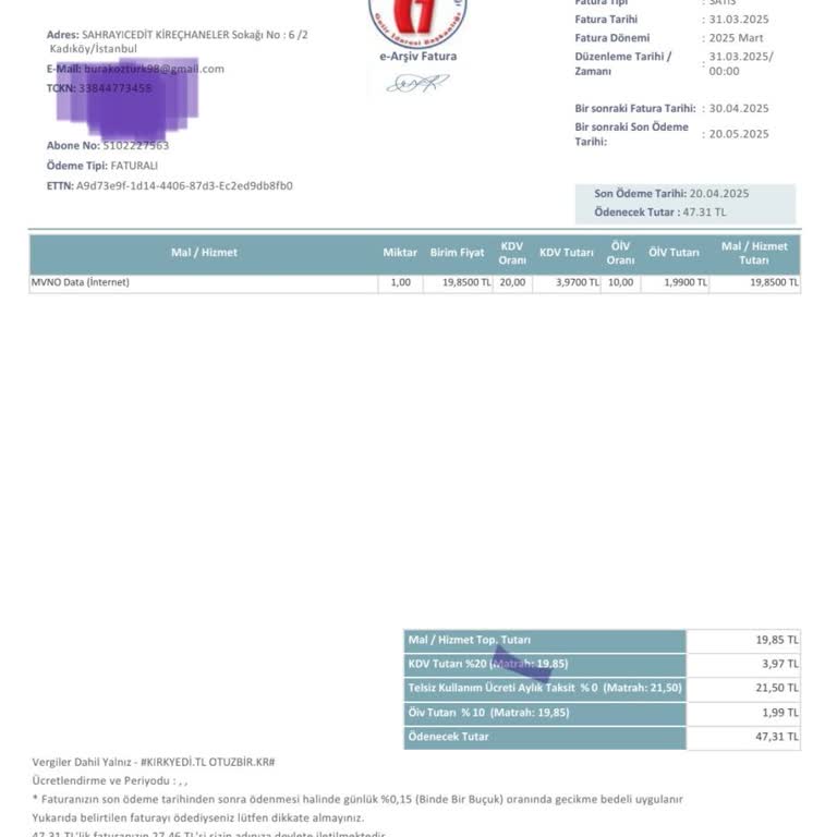 Kapalı Hatta Fatura Şoku