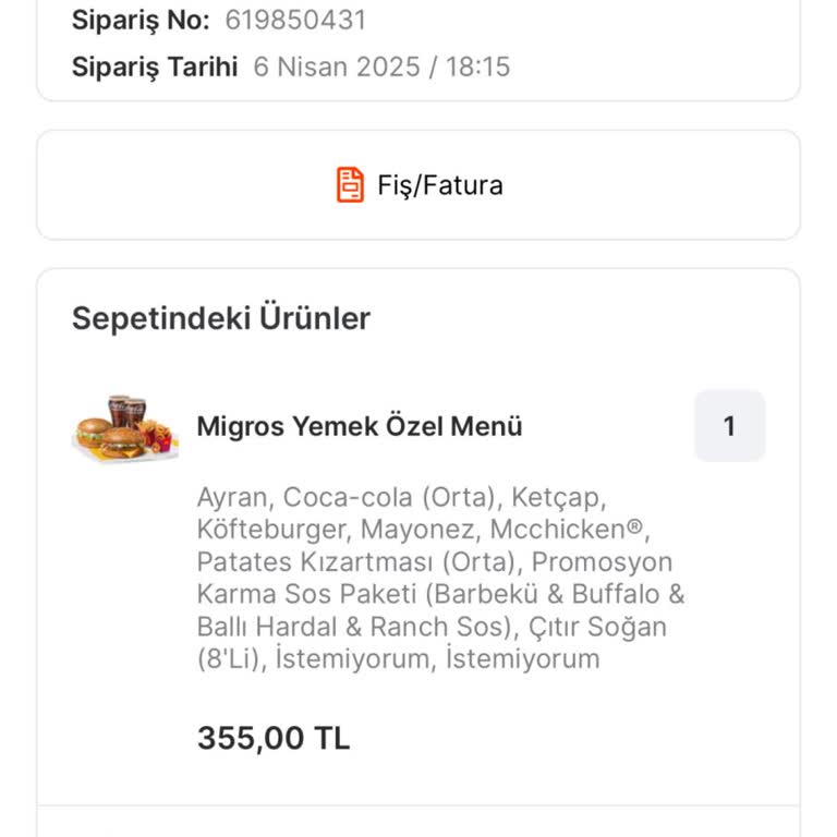 Migros Yemek Sipariş İptali Ve İade Sorunu