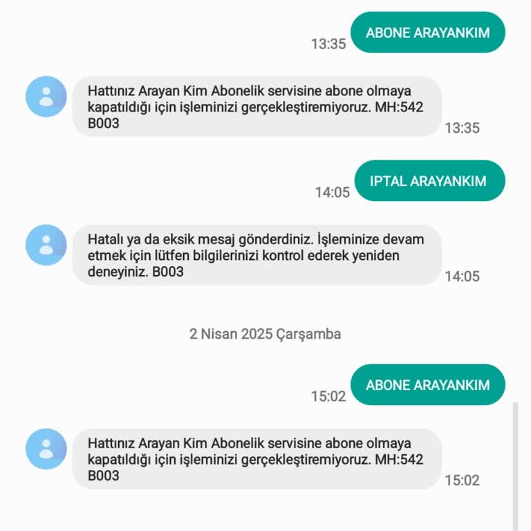 Vodafone Abonelik Servisi Sorunu