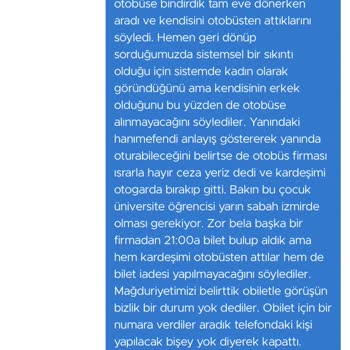 Obilet.com Hatası Sonucu Cinsiyet Yanlış Atandı, Yolcu Otobüsten Atıldı