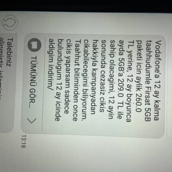 Vodafone'da İstenmeyen Ek Paket Sorunu