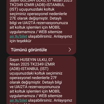 Operasyonel Sebeplerle Koltuk Değişikliği Mağduriyeti