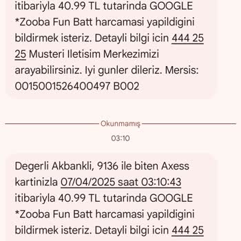 İzinsiz Kredi Kartı Çekimleri