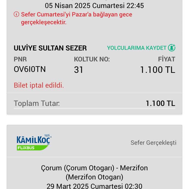 İptal Edilen Biletin Ücreti Ve Müşteri Hizmetlerine Ulaşamama Sorunu