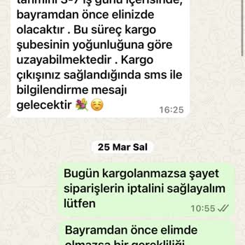 Sipariş Bayram Öncesi Söz Verildiği Gibi Gelmedi