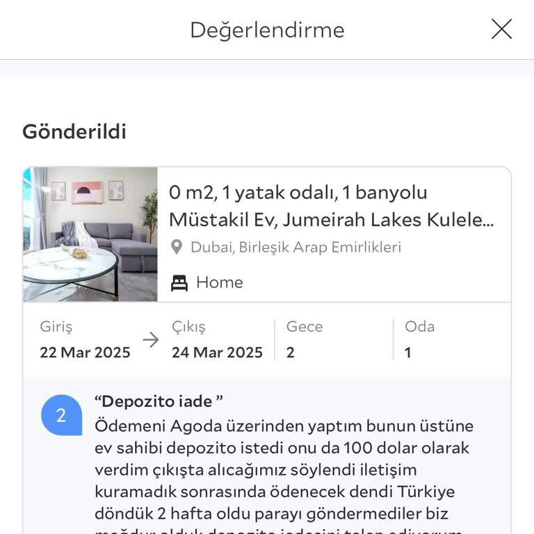 Agoda Üzerinden Kiralanan Dairede Depozito Sorunu