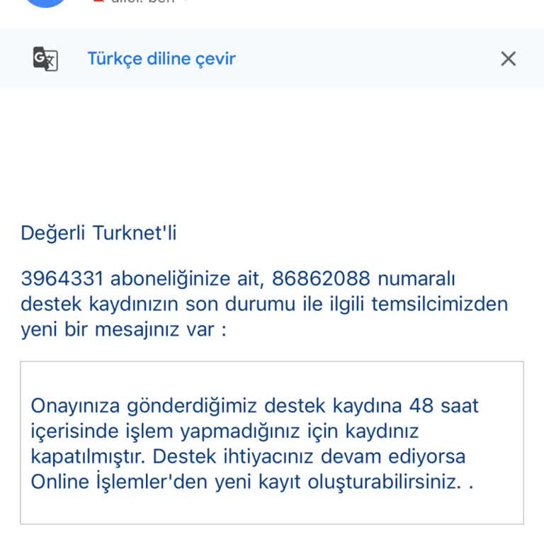 TurkNet'in Sürekli Geciken Teknik Desteği