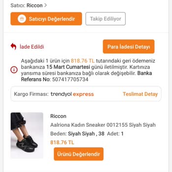 İade Edilen Ayakkabı Ücretinin Hala Hesaba Yatırılmaması