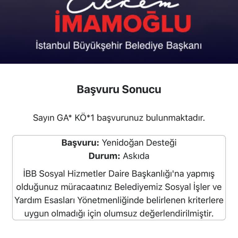 İBB Yeni Doğan Destek Paketi Başvurusunda Haksızlık