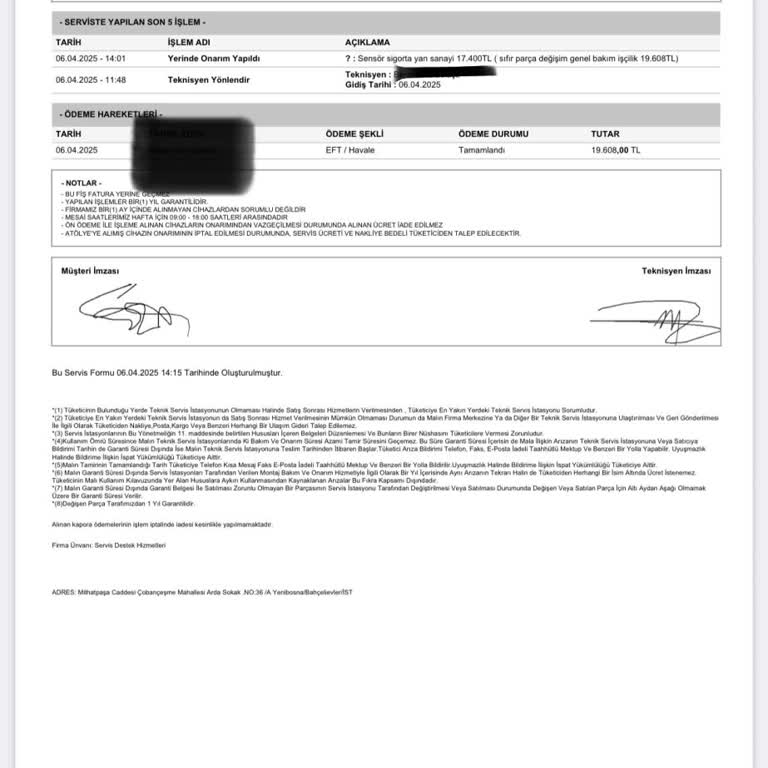 Yanıltıcı Teknik Servis Ücreti Ve Hizmet Kalitesi